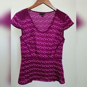 ANN TAYLOR Short Sleeve Blouse Purple 0